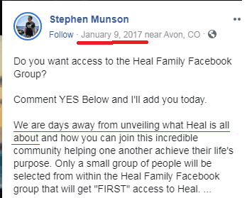 stephen munson heal facebook post company launch