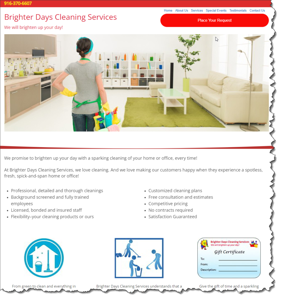 Brighter Days Cleaning Website Created with The HBA Funnel Builder