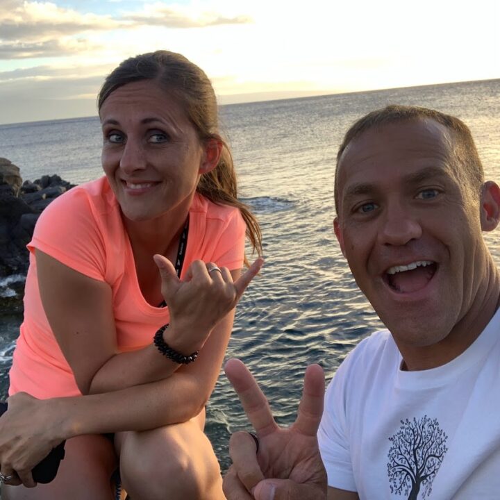 Paul and corene Hutchings taking a selfie on a beach in Maui