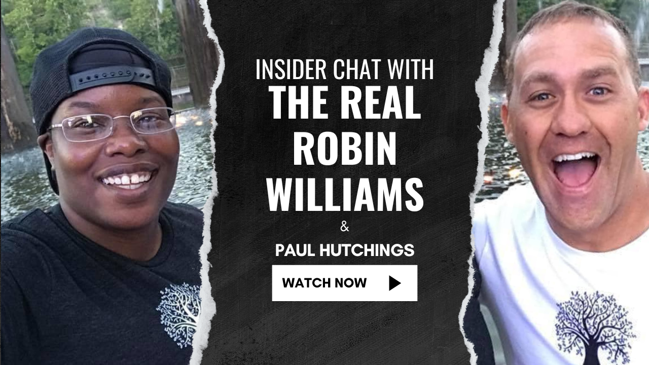 Paul Hutchings and RObin Williams on an interview thumbnail